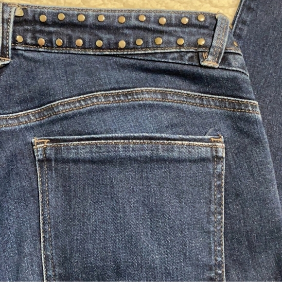 Wit & Wisdom Dark Wash Raw Edge Jeans Metal Stud Trim Women Size 6P - Picture 7 of 8